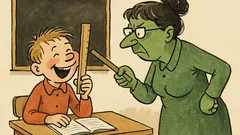 Vtip: Poznámka v žákovské knížce – Kouká přes pravítko...