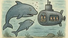 Vtip: Plave velryba s velrybátkem okolo ponorky