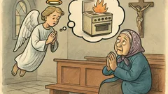 Vtip: V kostele si babička vzpomene...