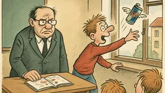 Vtip: Poznámka v žákovské knížce – žák polil...