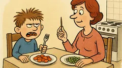 Vtip: Tomáš říká: 'Mami, už mám té mrkve plné zuby.'