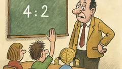 Vtip: Pan učitel napíše na tabuli 4 : 2...
