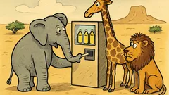 Vtip: Zvířata v poušti si koupí automat...