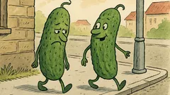 Vtip: Jdou dvě okurky po chodníku...