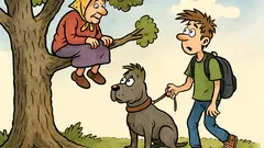 Vtip: Sedí babička na stromě a jde puberťák