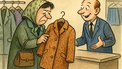 Vtip: Paní si prohlíží ošklivý kabát...