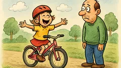 Vtip: Učí otec Helenku jezdit na kole…